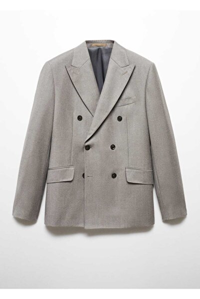 MANGO Man Kruvaze saf yün kumaş blazer ceket
