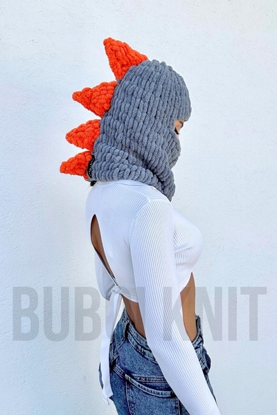BUBOI KNIT Dinosaur Balaclava Hand Knitted Mask Balaklava (Women's Size)