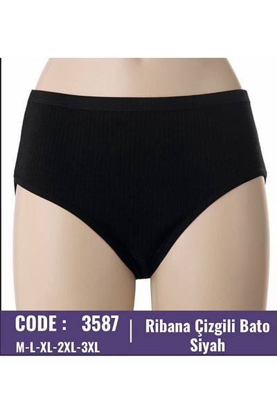 YILDIZ Women's 100% Cotton Pack of 6 Ribbed Ribbed High Waist Bato Panties