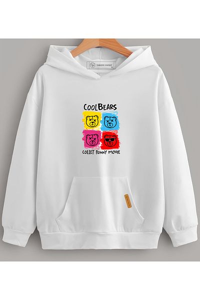 Edizen Hanorac oversize din bumbac premium cu glugă Cool Bears