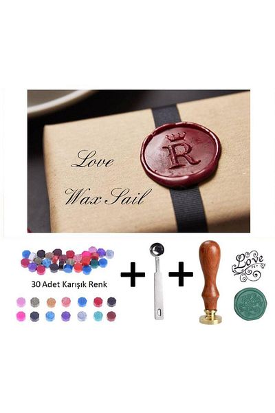 Magi Legend Retro Letter Seal Stamp Love + 30 Pieces Seal Candle + Melting Spoon