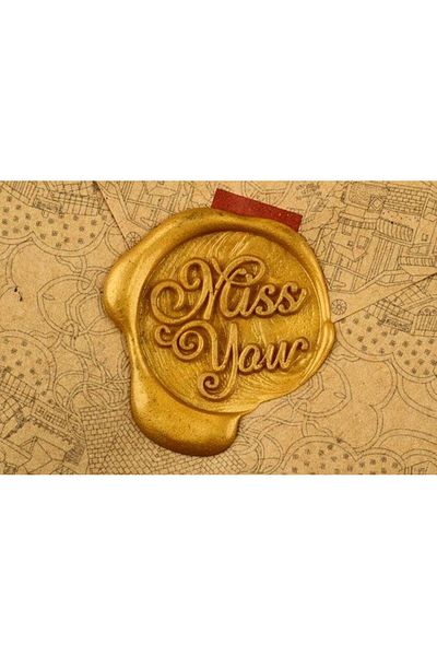 Jinserta Retro Letter Seal Stamp Miss You + 30 Pieces Seal Candle + Melting Spoon