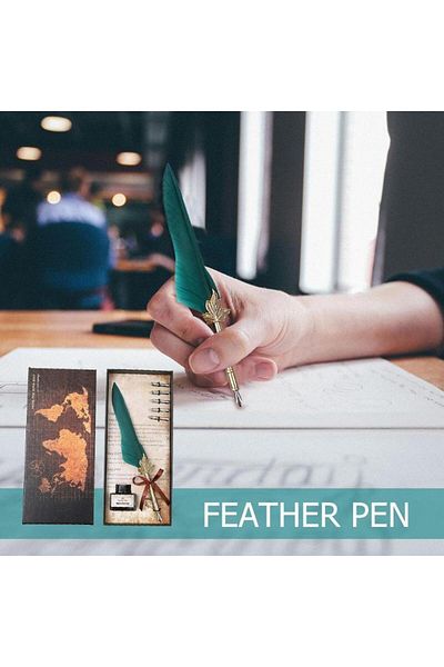 Picasso Dip Pen Turquoise Feather Calligraphy Set Ink Bottle And Extra 5 Different Tips