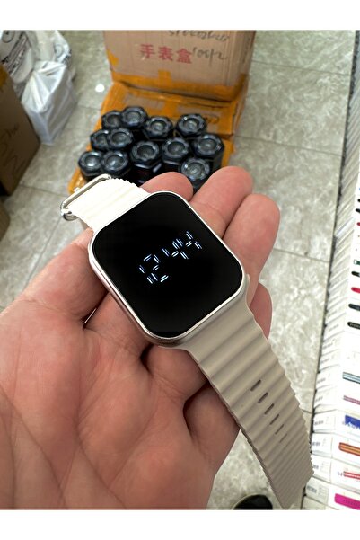 İSTLİV Led Ekran Gri Silikon Kordon Kadın Kol Saati ( Akıllı Saat Değildir )