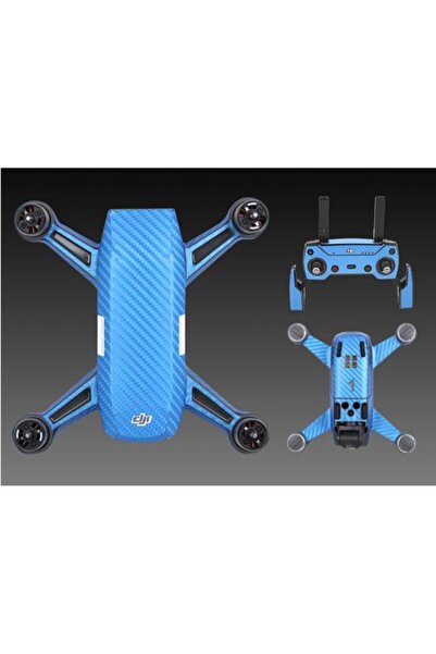 Profisher Dji Spark Için Mavi Karbon Grafik Su Geçirmez Pvc Cilt Çıkartma Seti