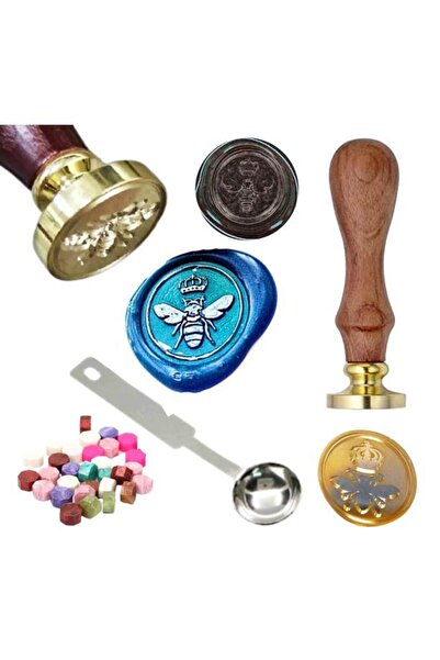 Profisher Mektup Damga Mühürü Taç & Arı + 30 Mühür Mumu + Eritme Kaşığı
