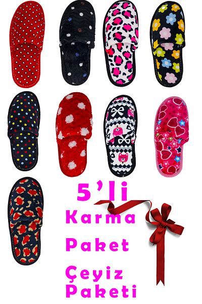 diya shoes Συσκευασία με 5 Παντόφλες Σπίτι Παντόφλες Προίκα Χειμερινές Παντόφλες Χωρίς Ήχο Ανοιχτή Σόλα