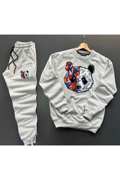 YOHO SPORT Panda Printed Original Unisex Winter Sweatshirt and Sweatpants Σετ 2 συνδυαστικών Σετ