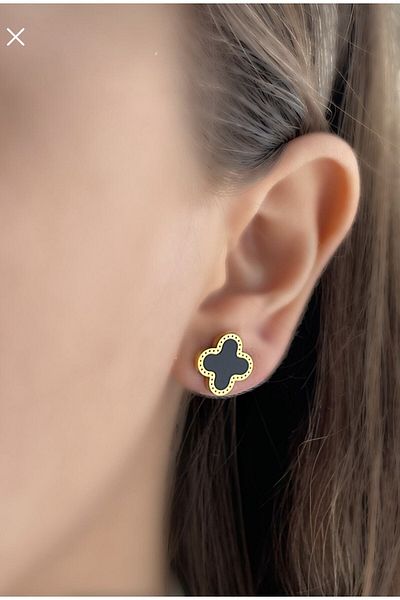 fiore fashion Women's Steel Gold Color Clover Earrings