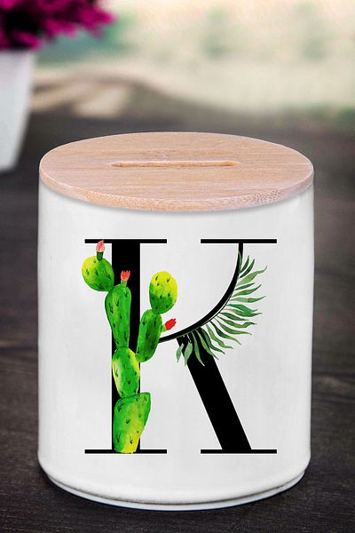 Bytwo Κουμπαράς με γράμμα K (ΚΕΡΑΜΙΚΟ) - Cactus K - K168
