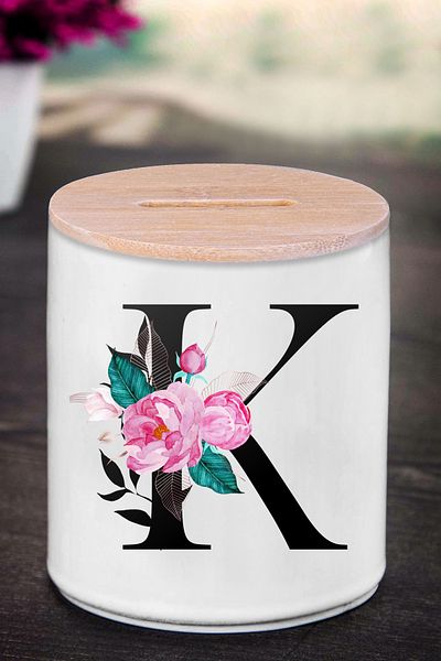 Bytwo Κουμπαράς με γράμμα K (ΚΕΡΑΜΙΚΟ) - PinkNature K - K73