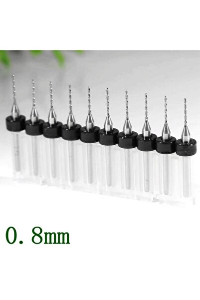 Profisher Tungsten Karbür Uçlu Freze Pcb Mikro/mini Matkap Uç 0,8mm X 10 Lu Set