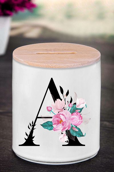 Bytwo Κεραμικό Κουμπαράς Α - Flower Pink A -K65