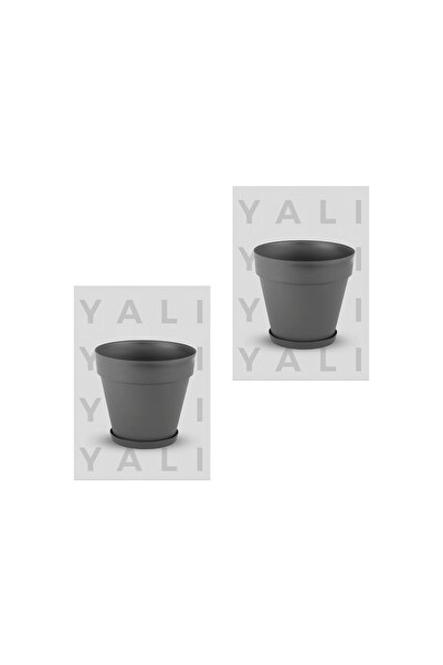 SERİNOVA Yalı Saksı 6 Litre (2ADET) Çiçek Saksı Antrasit Gri