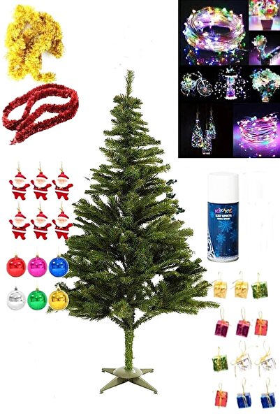Bkmc 150 Cm Yılbaşı Çam Ağaç Seti 3 Metre Pilli Rgb Led Işıklı,