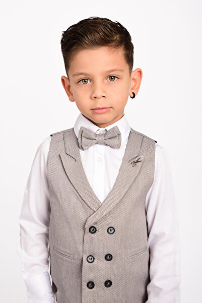 Merdia Kids Boy's Suit 6-Button Shawl Collar Vest Bow Tie Tuxedo