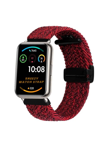 Sneezy Huawei Watch Fit 2 İle Uyumlu FiberLink Manyetik Tokalı Kumaş Örgü Kordon