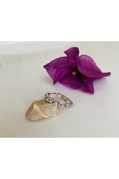 Fynbos Single Row Zircon Stone Waterway Hidden Elastic Resizable Women's Ring
