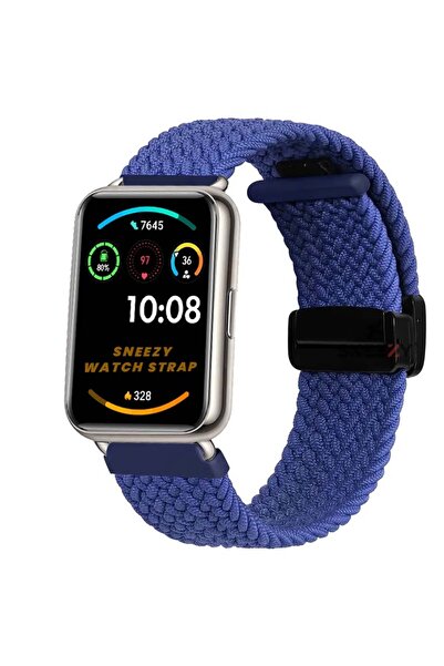 Sneezy Huawei Watch Fit 2 İle Uyumlu FiberLink Manyetik Tokalı Kumaş Örgü Kordon