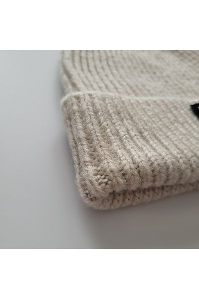initialess Mohair Folded Wool Beret with Letter H