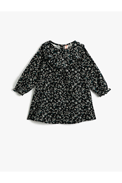 Koton Langärmliges Kleid aus Baumwolle mit Blumendruck