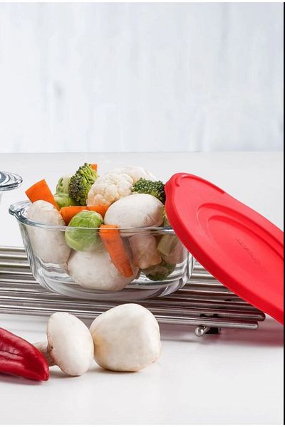 Paşabahçe Borcam Round Storage Container with Plastic Lid-840 CC