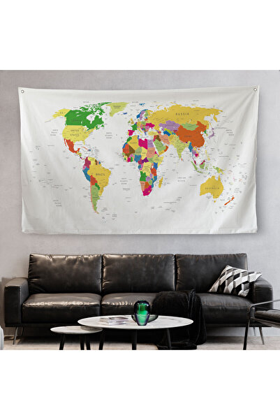 Harita Sepeti Настінне покриття / килим Карта світу Канава Тканина -3955