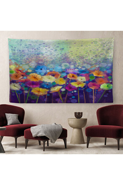 Harita Sepeti Килим з абстрактним квітковим візерунком, виконаний аквареллю н...