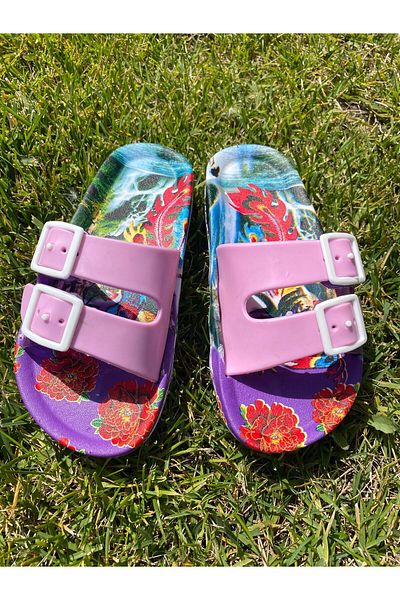 KAŞGAR Girl's Adjustable Belted Non-Slip Beach Pool and Daily Slippers