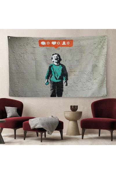 Harita Sepeti Μπάνσκι Κλαίγοντας Για Μη Ακολουθούς Κοινωνικό Μέσο Παιδί Καμβά...