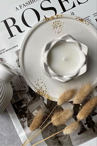 Mandalin Store Lotus Görünümlü Dekoratif Mum Tabağı, Mumluk