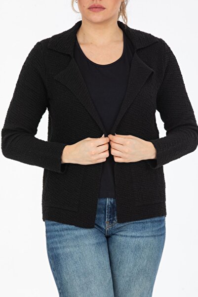 trikobis KRİNKLE ÖRGÜ DETAYLI ÖZEL TASARIN YÜN BLAZER TRİKO CEKET