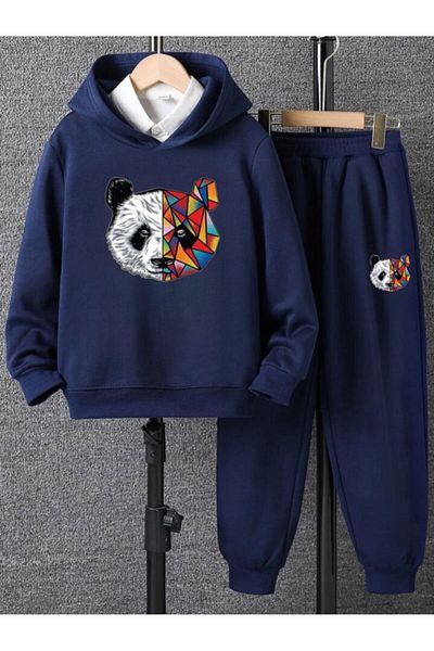 Serays moda Trening pentru copii cu glugă cu imprimeu panda