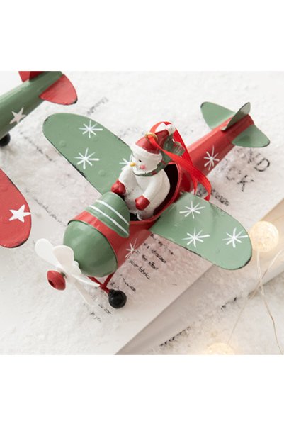 mutlu adım 1 bucată 13 cm Ornament de copac cu om de zăpadă din metal într-un avion