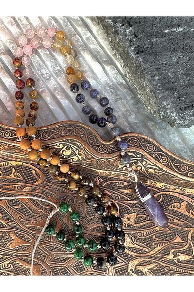 CAPO by Aytaç Yamaç Amethyst Natural Stone Handmade Chakra Necklace Compatible with Zodiac Signs