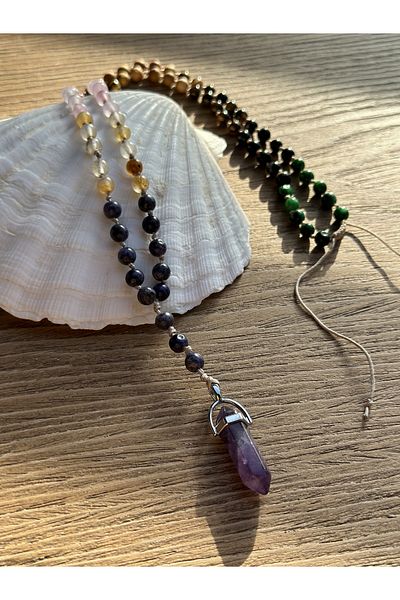 CAPO by Aytaç Yamaç Amethyst Natural Stone Handmade Chakra Necklace Compatible with Zodiac Signs