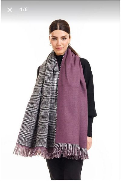 Nilbutik 70x190cm Winter Shoulder Shawl - Double Sided Plaid Wool