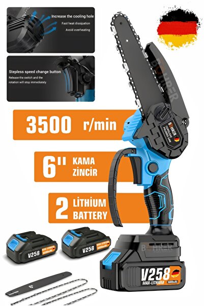 BÖHRER Taşınabilir Darkblue 20 Cm 6'' Bahçe Ev Ağaç Dalları Portatif 58vf 5ah...