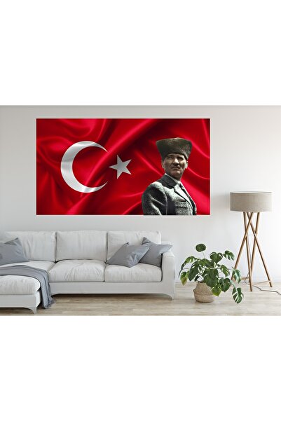 HDART Modern Soyut Atatürk Türk Bayrak Bayrağı Duvar Dekor Kanvas Tablo Tablo...