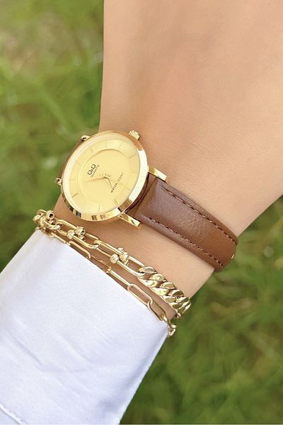 Q&Q Classic Design Leather Cord Women's Wristwatch