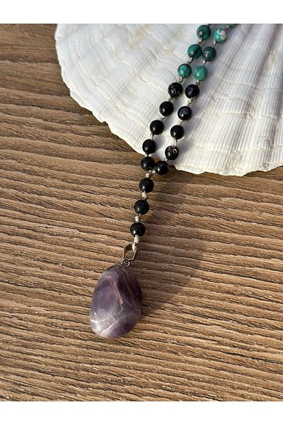 CAPO by Aytaç Yamaç Amethyst Natural Stone Handmade Chakra Necklace