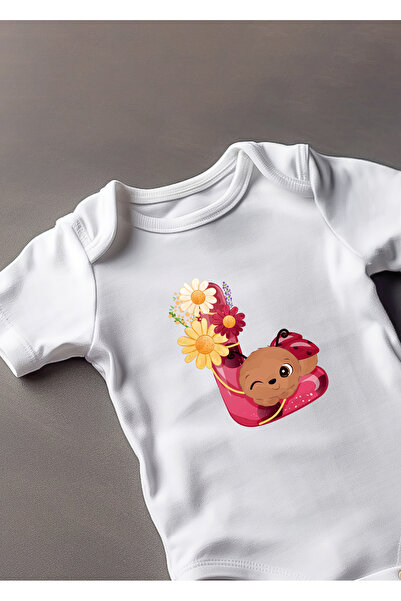 Lotus Baby بدلة أطفال بأكمام قصيرة مصنوعة من القطن بنسبة 100% بتصميم حرف L