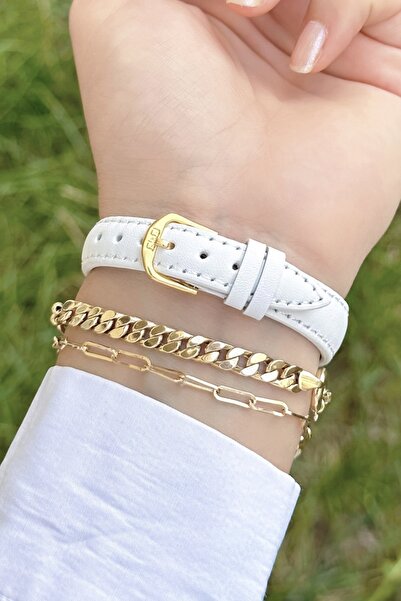 Q&Q Stylish Leather Corded Women's Wristwatch with Numbers