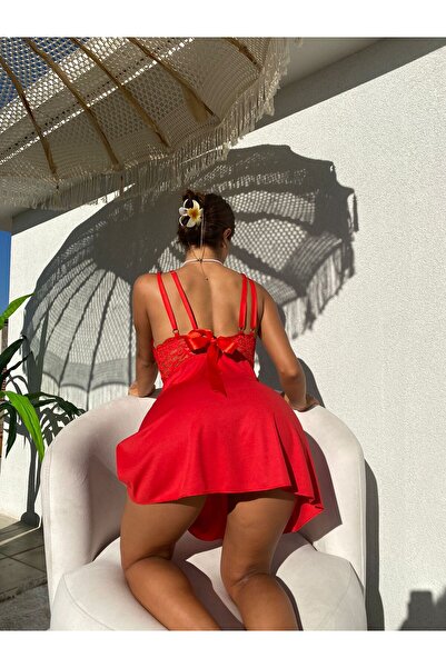 ıncıgece Women's Stylish Mini Tulle Nightgown - Plus Size, Backless