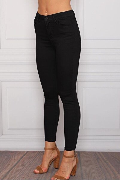 byhaziran butik بنطال جينز أسود بقصة ضيقة جدًا (ساق ضيقة) غير باهت