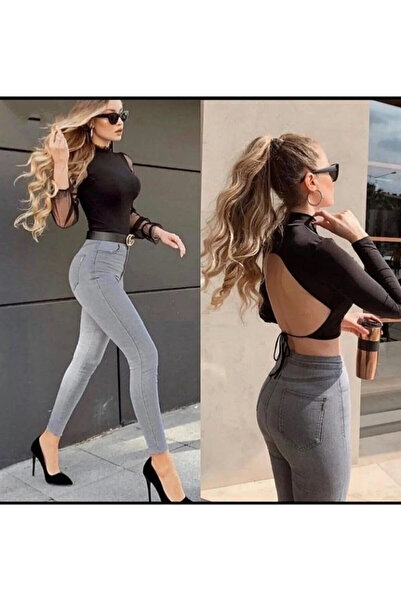 byhaziran butik Pantaloni de blugi skinny din lycra cu talie înaltă Lavinya p...