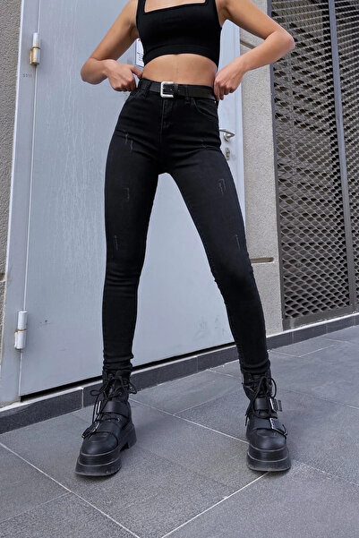 byhaziran butik Dámské neblednoucí kalhoty z lycry s vysokým pasem kombinující úzké džíny