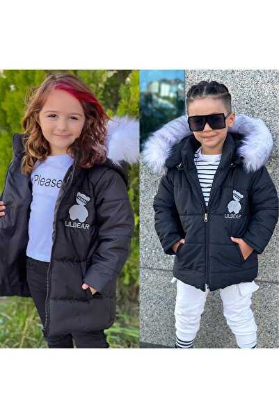 CALİSA معطف منتفخ شتوي بغطاء رأس قابل للإزالة للجنسين للفتيات والأولاد