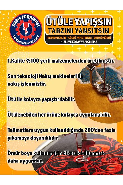 Nakış Fabrikası Patch brodat care se lipsește cu fierul de călcat, șorț, lup și turcă Gokturk, patch de broderie de calitate
