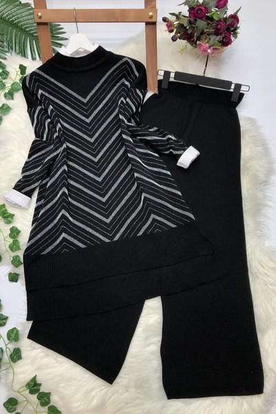 MODAQU Set pantaloni tricotaj cu sclipici - negru